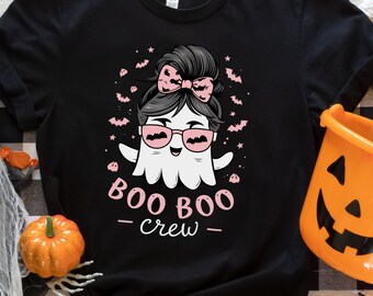 Halloween Pediatric Nurse Shirt Nurse Gift Boo Boo Crew shirt Pediatric RN shirt Halloween Coquette Ghost Nurse Shirt School Nurse Shirt