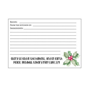 Christmas Greenery Recipe Cards: Instant Download