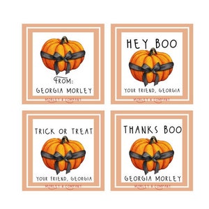 Étiquettes cadeaux de citrouille d’Halloween personnalisables : téléchargement instantané