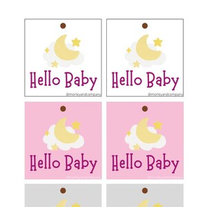 Hello Baby Pink Variety Gift Tags: Instant Download