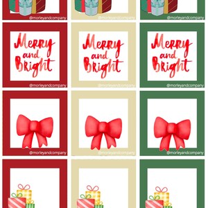 Merry and Bright Variety Gift Tags: Instant Download