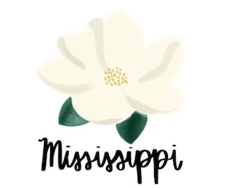 Wydruk akwarelowy z magnolią w Missisipi