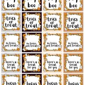 Halloween Candy Border with Sayings Variety Gift Tags: Instant Download