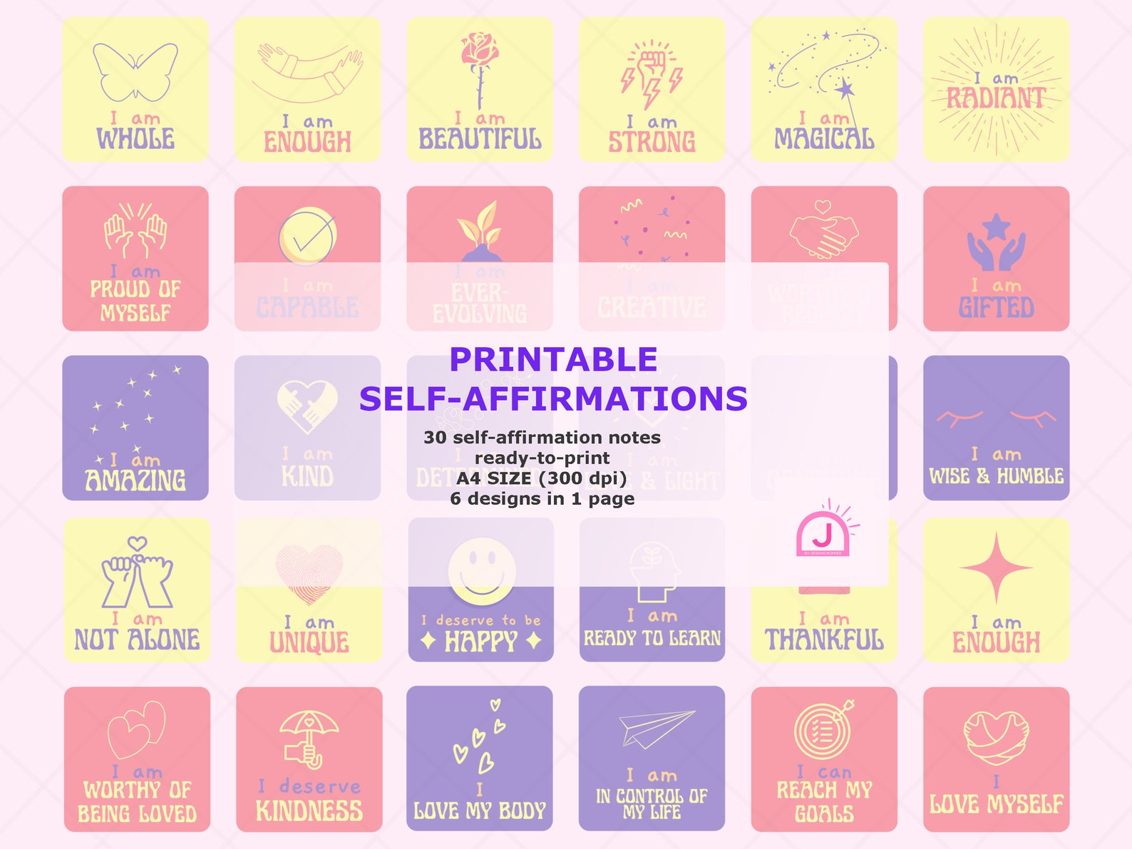 Printable Self-affirmation Cards // Size A4 PDF Printable // Instant ...