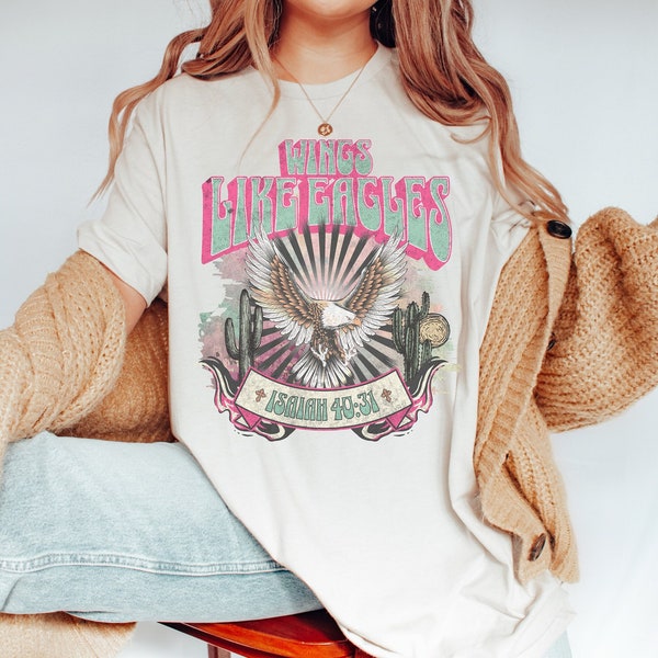 Boho Christian T-shirt | Wings Like Eagles Christian Apparel | Faith Based Shirts | Baptism Gift Idea | Christian Merch