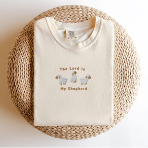 The Lord Is My Shepherd | Comfort colors Embroidered Sheep Christian T-shirt | Faith Clothing