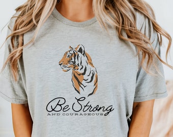 Wees sterk en moedig Christelijk T-shirt | Trendy christelijke kleding |Inspirerende christelijke kleding | Doop geschenk