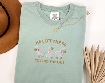 Embroidered Sheep Christian T-Shirt | Comfort Colors Faith Tee