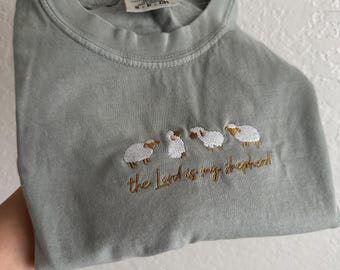 Embroidered Comfort Colors Christian T-Shirt | The Lord Is My Shepherd | Lamb Shirt |