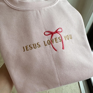 Embroidered Christian Crewneck: Jesus Loves You Sweatshirt