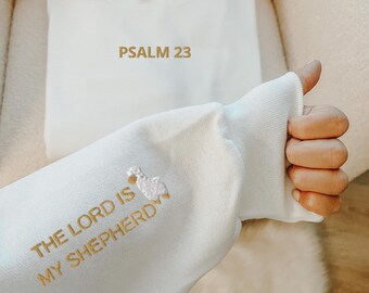 Psalm 23 Broderad kristen rundhals | Herren är min herde Kristen tröja | Dopgåva