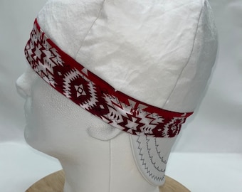 Red tribal welding cap | white hat | kromer | welding hat