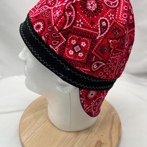 Red bandana reversible welding cap | welding hat | welding gear | welder | welders cap