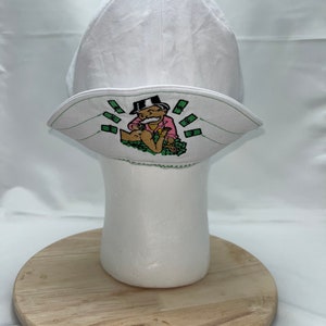 All white Embroidered Mr. Monopoly welding cap | welding hat | kromer | Money | Mr.Monopoly | embroidered | made in USA