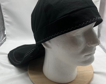 Solid black XL bill welding cap | welding hat | kromer | solid color| customize for dreads long hair