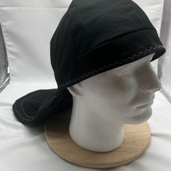 Solid black XL bill welding cap | welding hat | kromer | solid color| customize for dreads long hair