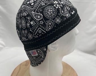 Black bandana reversible welding cap | welding hat | welding gear | welder | welders cap