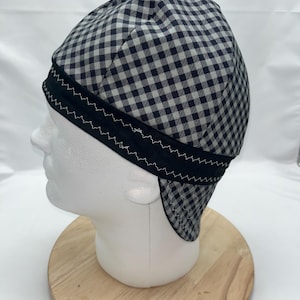 Black checkered reversible welding cap | welding hat | welding gear | welder | welders cap
