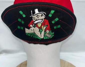 Red Mr. Monopoly flip welding cap | welding hat | kromer | Money | Mr.Monopoly | embroidered | made in USA