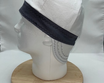 Grijze en witte laskap | witte hoed | kromer | las hoed