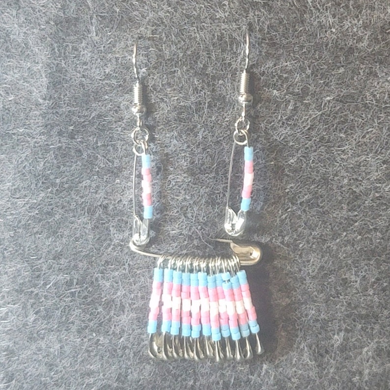 Trans Pin Set Transgender Trans Pride Flag Pin Opaque Beaded Safety Pin Jewelry Gay ...