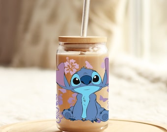 Stitch glasmugg, Stitch glasmugg, Stitch-mugg, Stitch-älskare, Stitch-födelsedag, Stitch-present, Stitch-fest, glasmugg,