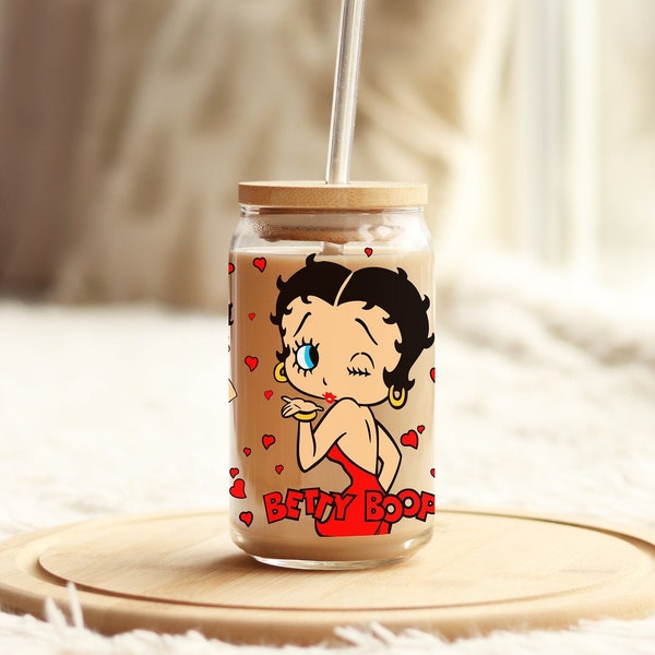 Betty Boop Tumbler, Betty Boop Birthday, Betty Boop Gift, Betty Boop Lovers, Betty Boop Glass Tumbler, Betty Boop Birthday, Glass Jar Cup