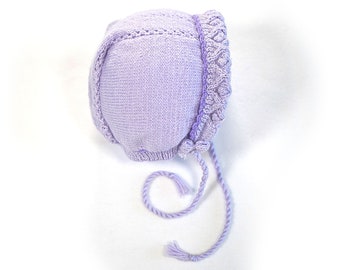 Lily Bonnet / Baby Bonnet Girl / Orchid Baby Hat / 12 to 18 Months