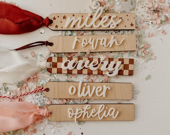Personalized Stocking Tags | personalized for you | christmas stocking, name tag, holiday tag, wood tag, custom stocking name tag, checker