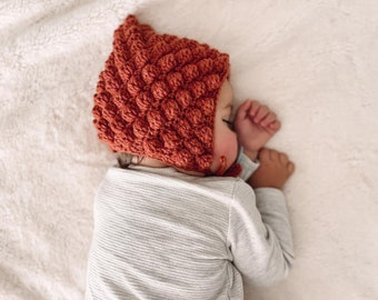 crochet bobbled baby + toddler bonnet | ziggy bonnet | custom bonnet, handmade, baby bonnet, newborn bonnet, toddler bonnet, baby gift, baby