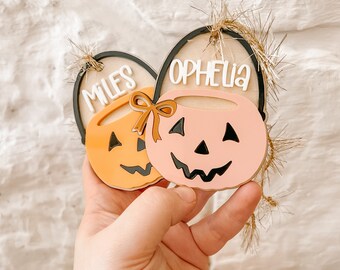 Etiquetas para cestas de calabaza / Etiquetas personalizadas para regalos de Halloween para niños / Cesta de calabaza, regalos de Halloween, etiqueta de regalo, cesta personalizada para niños, temporada espeluznante
