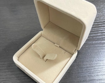 Small Beige Velvet Jewellery Box for earrings
