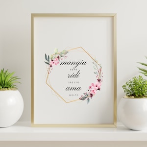 Italian Proverb, Mangia Bene, Digital Print, Italian Digital Print, Living Room Decor