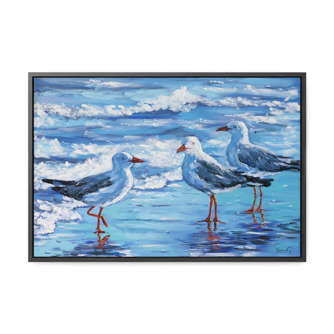 Seagulls at the Beach Canvas Print Featuring Original Oil Painting by ...