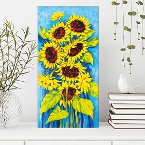 Sunflowers Canvas Art Print, Summer Flowers Colorful Home Wall Art, Yellow Flower, Floral Art Birthday Gift