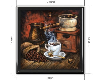 Jewellery Box | Keepsake Box featuring "Coffee invitation" painting by Irina Redine, Box with print, gift for coffee lovers