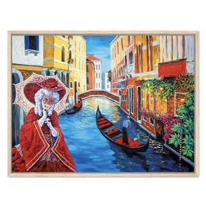 Venice Carnival  natural wood framed canvas print featuring original painting by Irina Redine, 32 x 24 inches canvas wall art
