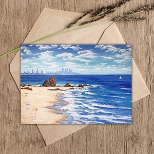 Cartes postales de Currumbin Beach, carte postale A6 représentant le tableau « Currumbin Rock, Currumbin Beach, Gold Coast, Australie » par Irina Redine