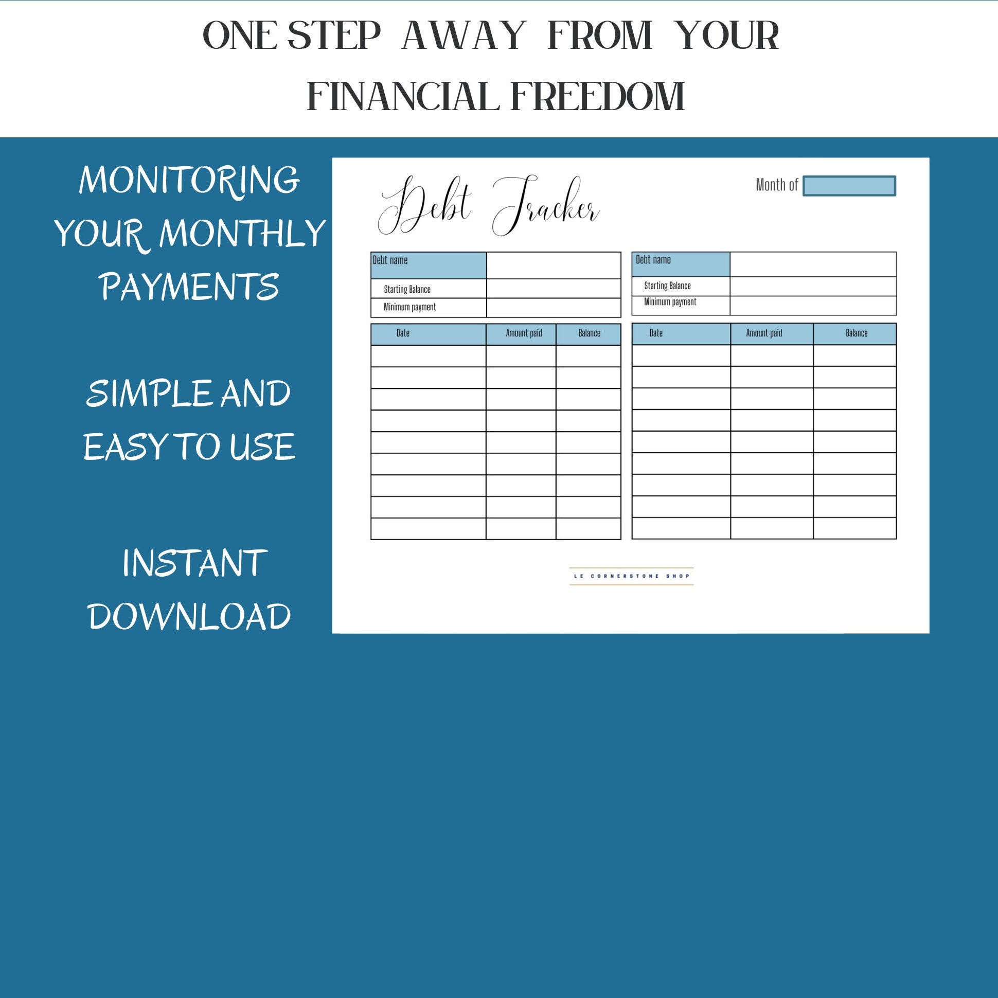 Debt Progress Debt Payment Tracker Printable, Debt Tracker Printable, Snowball Debt ...