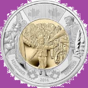 Pièce de deux dollars Wait-For-Me DADDY du Canada 2014 Pièce de deux dollars NEUF. Dessins animés en parfait état