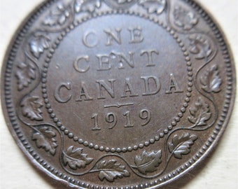 1919 Canada Large Cent Coin. Canadian George V PENNY