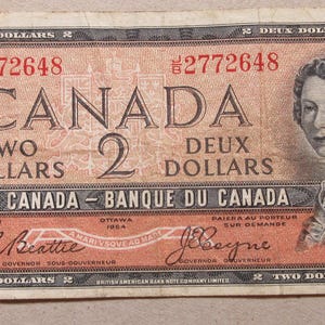 1954 Bank of Canada One Dollar Bill. BETTER GRADE Bank Note Papiergeld Bank Note