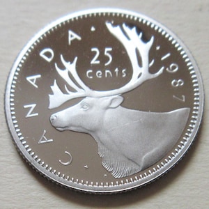 1987 Canada PROOF Twenty-Five Cents Coin. Quarter UNC Heavy Cameo 25 Cents 25c