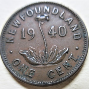 1940 Canada Newfoundland Small Cent Coin. Penny 1p 1c