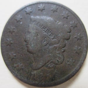 1819 United States US Large Cent Coronet Head Coin. PENNY (C395) 1p 1c