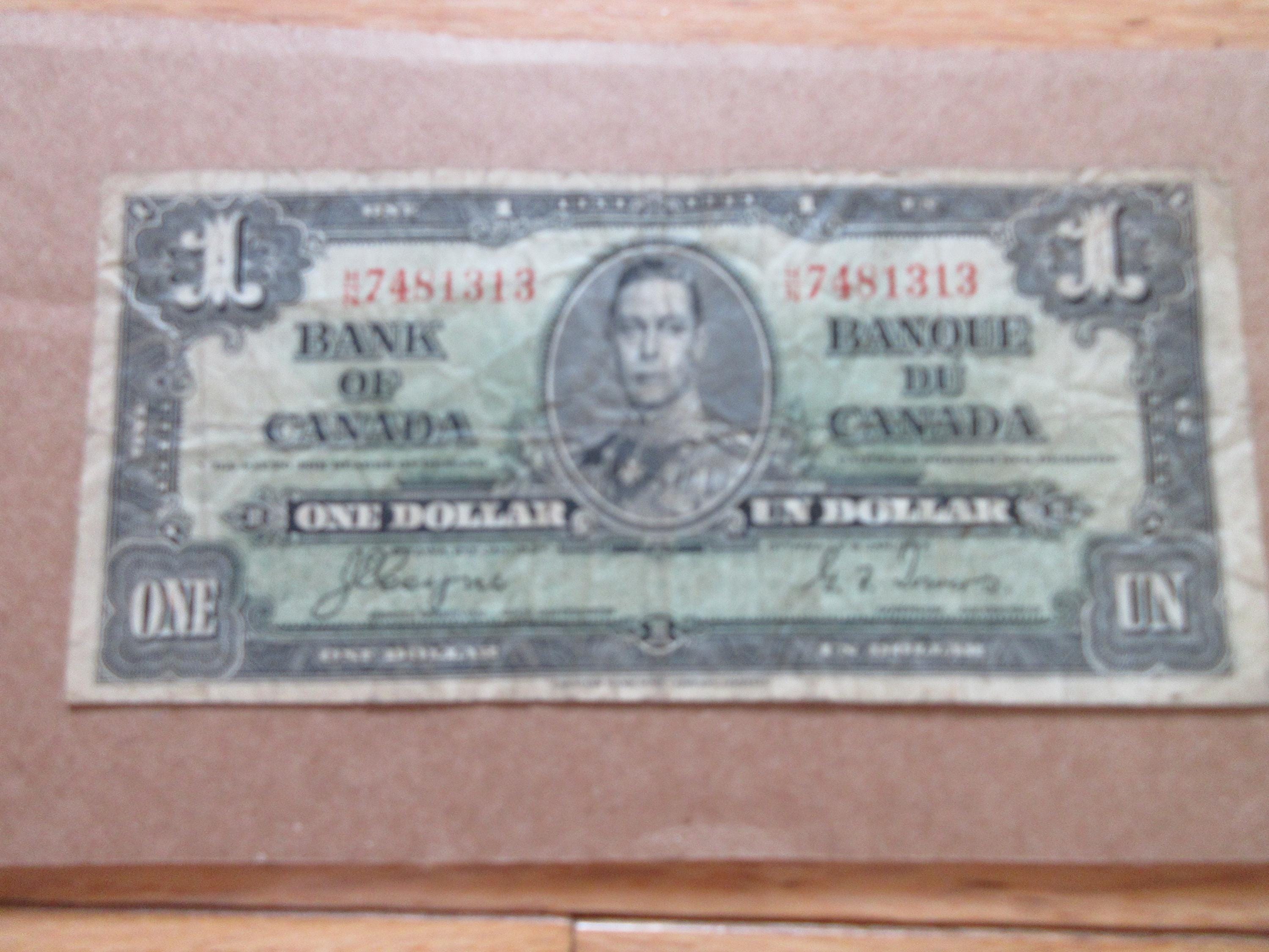 1937年カナダ銀行発行1ドル紙幣。コイン・タワーズ紙幣 - Etsy 日本