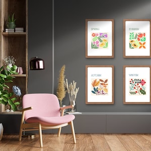 Jahreszeiten Wandkunst - Frühling, Sommer, Herbst, Herbst, Winter, druckbare Kunst, vier Jahreszeiten, Jahreszeiten Wandkunst, Jahreszeiten Dekor
