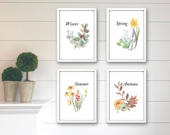 Seasons Wall Art - seizoenen prints, planten kunst, seizoensgebonden kunst, seizoensgebonden prints, seizoensgebonden decor, seizoenen afdrukbare kunst, alle seizoenen prints