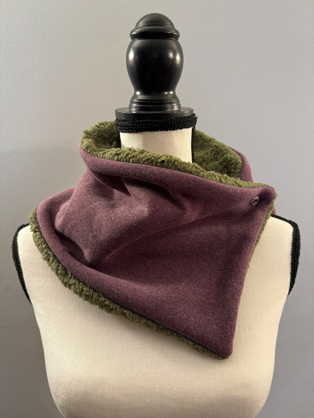Purple Stretch Knit & Sherpa Fleece Neck Scarf, Neck Scarf, Neck Warmer