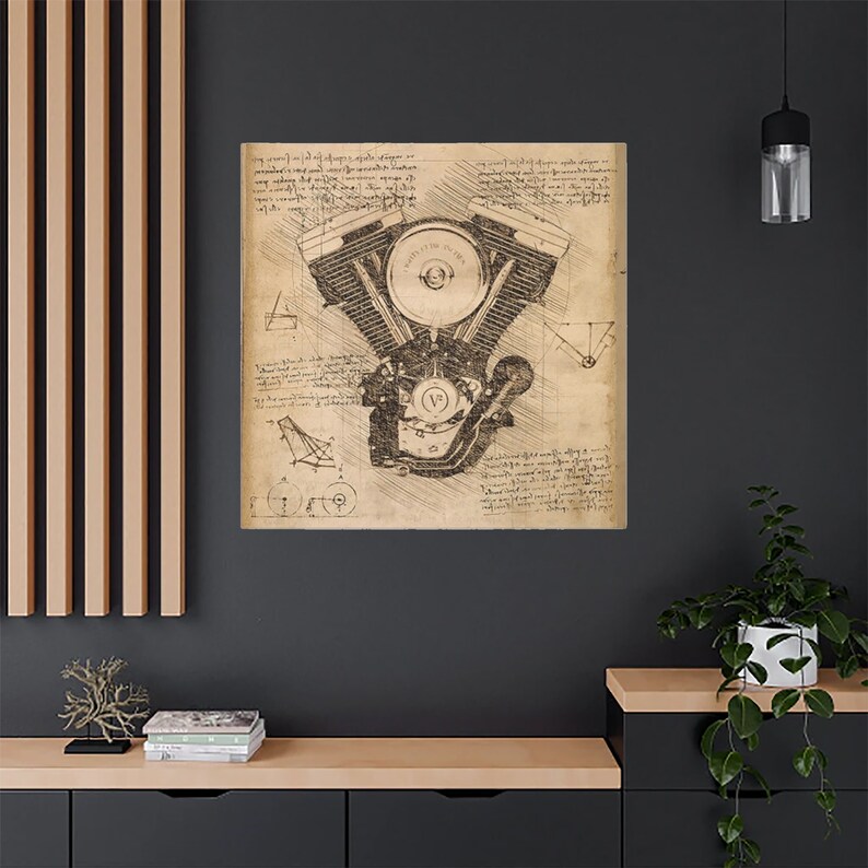 Harley Davidson Engine WallArt Canvas Gallery Wraps Davinci Etsy Canada